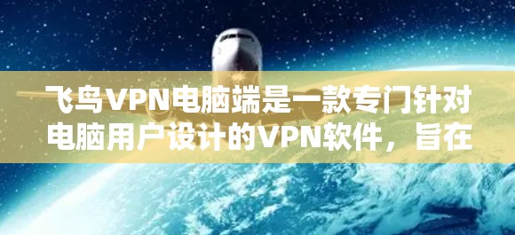 飞鸟VPN电脑端是一款专门针对电脑用户设计的VPN软件，旨在为用户提供更高级的配置和功能，适合长时间在线观看视频和下载资源。以下是对该软件的详细分析